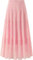 comefohome Maxirock Rock Lang Damen Sommer Maxi Rock Chiffon Skirt Bohemien Sommerrock Elastische Taille Plissierter Röck Rosa L