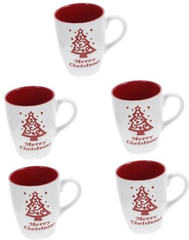 Cabilock 5 Piezas Taza de Navidad impresión de Taza de Cereal Tazas de Cereal para Navidad Christmas mug Tazas de Cafe Taza de Cereales de cerámica Navidad Tazas de cerámica