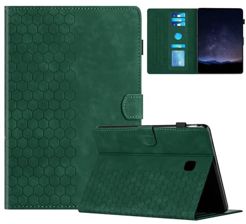 Generisch DayQiQiPu Hülle für Samsung Galaxy Tab S3 2017 9,7 Zoll SM-T820/ T825 Wabenmuster Halter Ständer Magnetverschluss Flip mit Auto Schlaf/Aufwach Schutzhülle,Grün