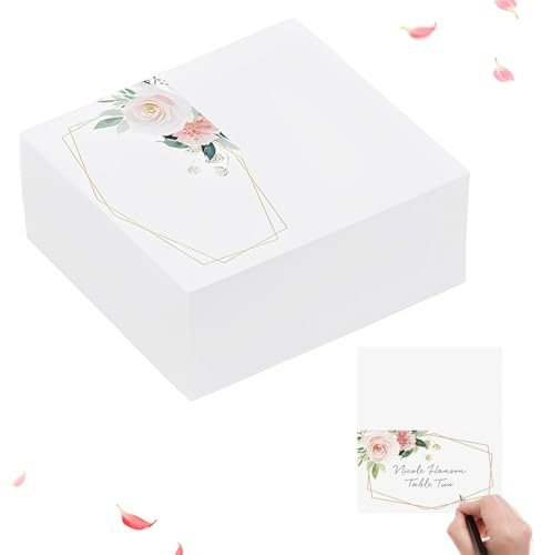 SULIUDAJI 50 Pièces Marque Place Mariage 5x9CM Porte Nom Table Baptême Cartons Placement Cartes de Nom Anniversaire pour Table Réceptions Fêtes Evénements Célébrations Rose Fleurs