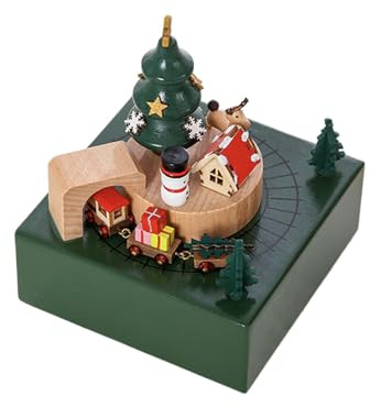 Weihnachts-Spieluhr, Weihnachts-Spieluhr Aus, Weihnachts-Zug-Spieluhr, Rotierende Bastel-Spieluhr, Zug, Drehbar Mit Musik, Exklusive Bastelarbeiten