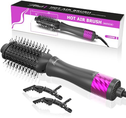 Amurhey Warmluftbürste Stylingbürste Föhnbürste 1200W, [2025 New] One-Step Lockenbürste & Haartrockner Haarglätter Bürste, Rundbürstenföhn Heißluftbürste & Volumiser für Lose Locken, Glattes Haar