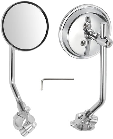 VekAuto 1 Satz Motorrad-Rückspiegel Lenkerspiegel Universal Einstellbar Eisen Kunststoff Chrom Silber Ton M10 Runde Form