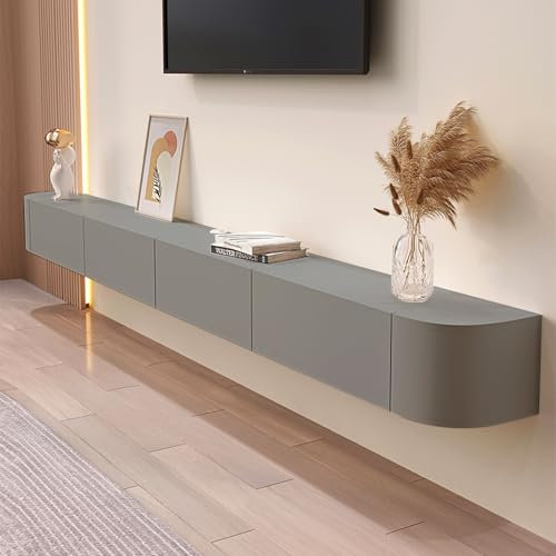 LLZJDDPLY TV Lowboard Hängend Hängeschrank Hochglanz weiß, TV Board Hängend TV Lowboard Hängeschrank Hängeboard Wohnwand Wohnwand Wohnzimmer(Gray,280cm/110in)
