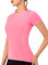 IECCP t-Shirt Damen Gym top Sport Oberteil Yoga Kurzarm top Sportshirt leicht Fitness Oberteil Sport Tshirt Gym Shirt Damen eng Gym Tshirt Leuchtend rosa S