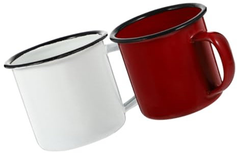 GARVALON 2piezas Tazas Emailladas Vintage De Tazas De Agua Retro Mugs De Enamel Para Uso Diario y Estilo Clásico Color