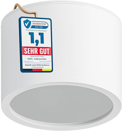 MATO Aufbauspot GX53 weiß - IP44 Spritzwassergeschützt - Ø80x60mm - Aufbaustrahler mit GX53 Fassung - Aluminium Deckenspots Aufputz 230V, Aufbau Spots Decke, Aufbauleuchte - ohne Leuchtmittel