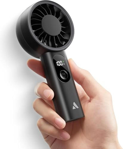 Aecooly Mini Ventilador de Mano USB Recargable 10h Enfriamiento Máximo | Pequeño, Portátil, Potente, Ventilador de Bolsillo, Verano, Regalo Mujeres y Chicas, Ligero Anti-Golpes - Negro
