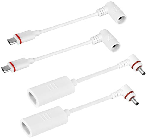 BTFO 2stk Hohlstecker auf USB-C Adapter & 2stk USB-C auf Hohlstecker | Adapter, kompatibel mit Stick Up Cam/Spotlight Cam Solarpanels und Außenüberwachungskamera