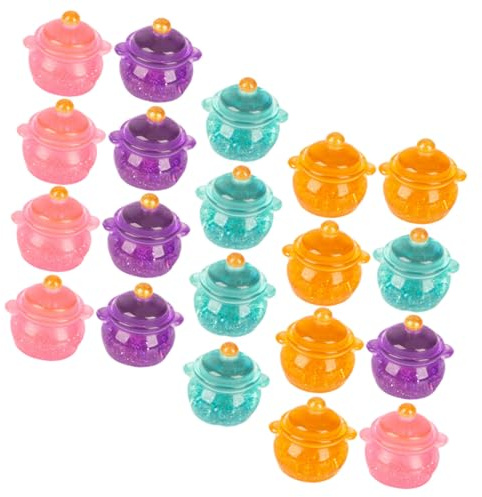 SOIMISS Lot de 20 Mini-Pots en Résine Multicolores, Mini-ustensiles Cuisine Décoratifs pour Maison de Poupée, Modèles de Casseroles Miniatures, Accessoires Dinette pour Couleur Aléatoire