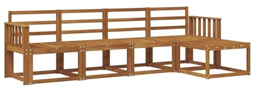 vidaXL Outdoor-Sofagarnitur 5 pcs Natur Massivholz Akazie, Moderner Garten-Sofa-Set, Robustes Lounge-Möbel für Terrasse und Patio, Akazie für den Garten