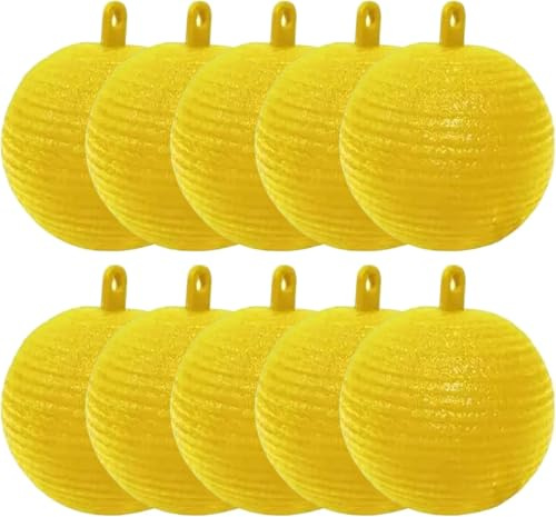 10 Pack Gnat Sticky Traps for Plants - 3 Inch Hanging Fruit Fly Catcher Balls, Yellow Sticky Fly Traps for Indoor & Outdoor, Effective Fungus Gnat Killer for Garden and Houseplants LUMEIRA