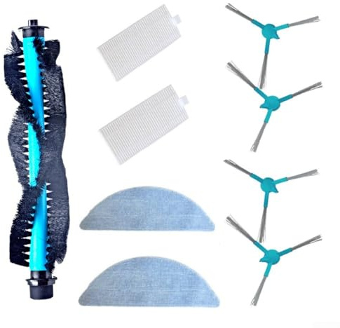 Hauptseitenbürsten-Filter-Mopp-Tuch-Set, kompatibel mit ABIR R30 Roboter-Staubsauger, Ersatzteil-Set enthält Rollenbürste, Seitenbürsten, Feile (blau)