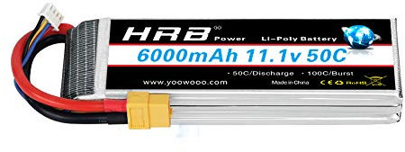 HRB 3S Lipo Battery 11.1V 6000mAh 50C RC Battery With XT60 plug for DJI F450 Trex-500 RC Heli, RC Traxxas Car/Truck,RC Buggy,RC Boat and Drone