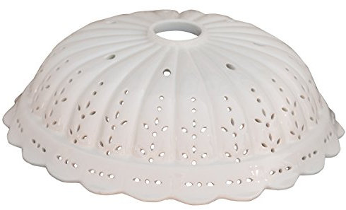 Teller Lampenschirm in Keramik weiß perforiert Durchm.31 x 10 cm