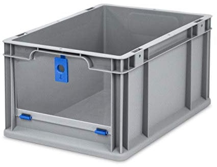 aidB Eurobox NextGen Insight Cover blau, 400x300x220 mm, Cover hoch, robuste Regalbox mit Entnahmeöffnung, stapelbare Kunststoffkiste, ideal für die Industrie, 1 St