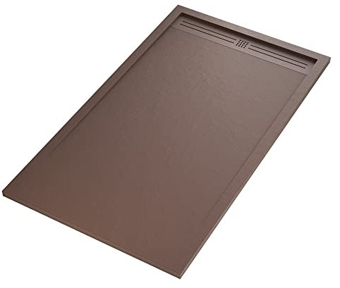 OLIMPO DOCCE - Piatto doccia in marmo resina Marrone pietra cemento GRID - 80x160