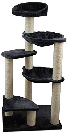 Dehner Katzen-Kratzbaum Simba, ca. 120 x 48 x 60 cm, Sisal/Plüsch, Grau