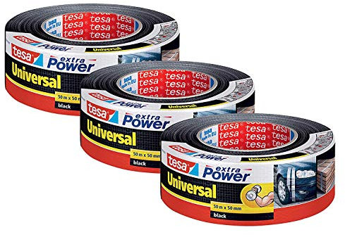 tesa extra Power Universal Gewebeband - Schwarz - 50 m x 50 mm (3x)