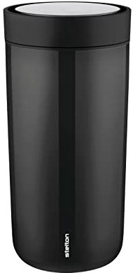 Stelton to-Go Click | Thermobecher, doppelwandige Isolierflasche - Rostfreier, auslaufsicherer Kaffeebecher/Teebecher mit Smart-Click-Deckel - Heiße & kalte Getränke - 0,4 Liter, Black