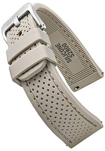 STUNNING SELECTION ALPINE Premium Quality Sporty Silicone Waterproof Watch Band with quick release - Soft Rubber Watch Strap - Assroted Colors - 20 mm, 22 mm and 24 mm (22MM, BEIGE)