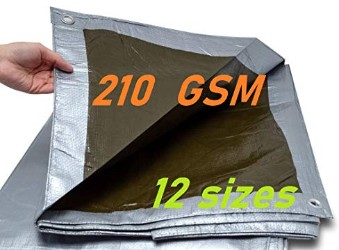 Tarpaulin Waterproof EXTRA Heavy Duty -210GSM Universal Silver tarp Sheet - Premium Quality Cover Made of Tarpaulin Furniture Cover Camping Sheet (10 x 15m)