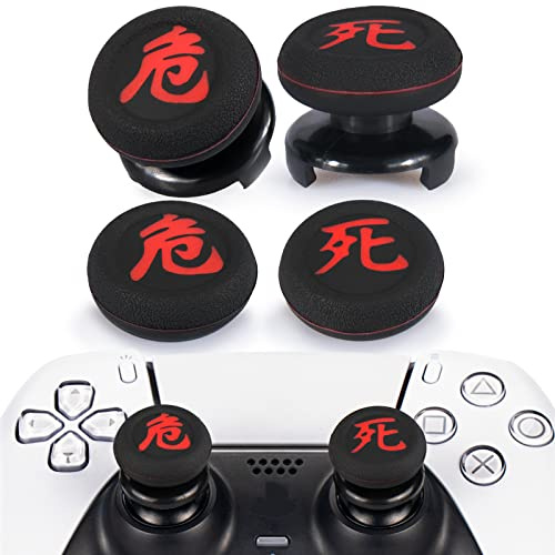 Playrealm FPS Thumbstick Grip Agarres para el Pulgar Extensor Y Impresión Caucho Silicona Apretón Cubrir 4 para Controlador PS5 Dualsenese y PS4 (Muerto Peligro)