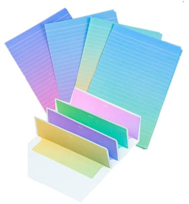 Briefpapier mit Umschlägen, 48 Farben, 32 Blatt Briefpapier + 16 Umschläge, niedliches buntes Schreibwaren-Set mit liniertem Briefpapier (21,6 x 14,7 cm) mit sauberem Siegel-Aufkleber