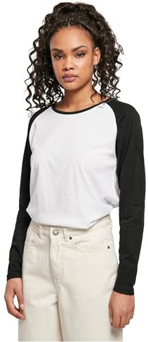 Urban Classics Damen T-Shirt Ladies Contrast Raglan Longsleeve White/Black S