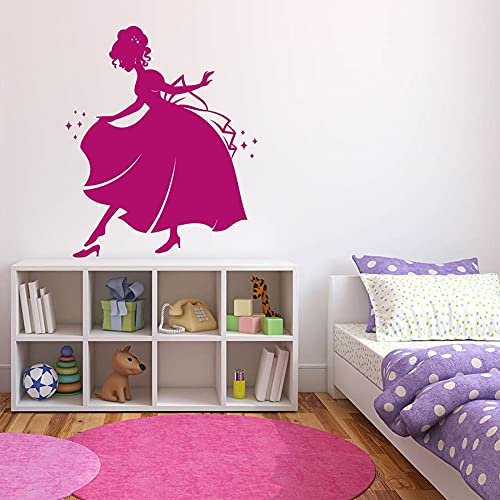 NSRJDSYT Wandtattoo Kinder Schlafzimmer Prinzessin Mädchen Schöne Cinderella Wohnkultur Niedliche Kinderzimmer Kunstwand Vinyl Wandaufkleber Abnehmbar 75x90cm