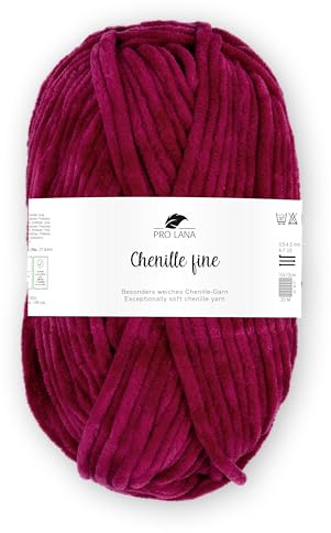 Pro Lana Chenille fine 50 g/100 m NS 5-6 100% Polyester, samtig weiche und stabile Chenille Wolle, Babywolle, Oeko-Tex zertifiziert, schadstofffrei (bordeaux)