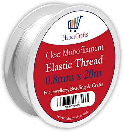 0.8mm Clear Elastic Thread For Bracelet Making - Stretchy Elasticated String For Jewellery Making - Necklace Beading Decorations - 20m Spool