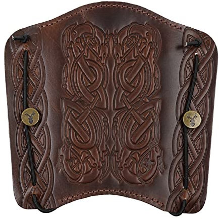 Jackalope Dragun - Plate - Armschutz; Zubehör zum Bogenschießen, Schutz aus hochwertiges weiches Leder mit Ornament (Chestnut)