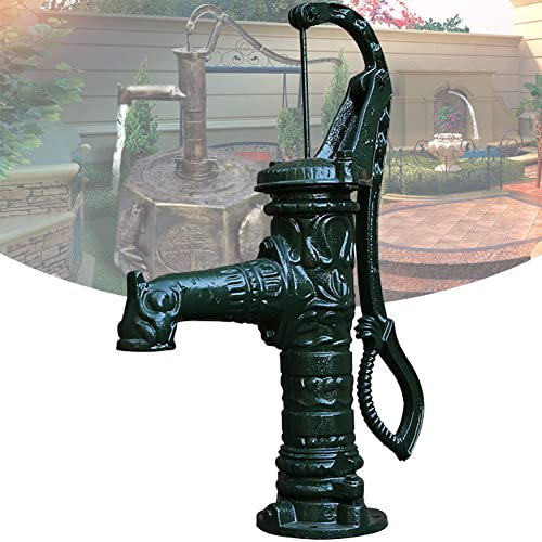 DYK&NX Bomba de Agua Manual Antigua, Bomba de Mano de Hierro Fundido, 40 x 15 x 65 cm Profundidad Máxima de Bomba de 6 m, Bomba Manual Decorativa para Jardín al Aire Libre con Mango (Color : Green)