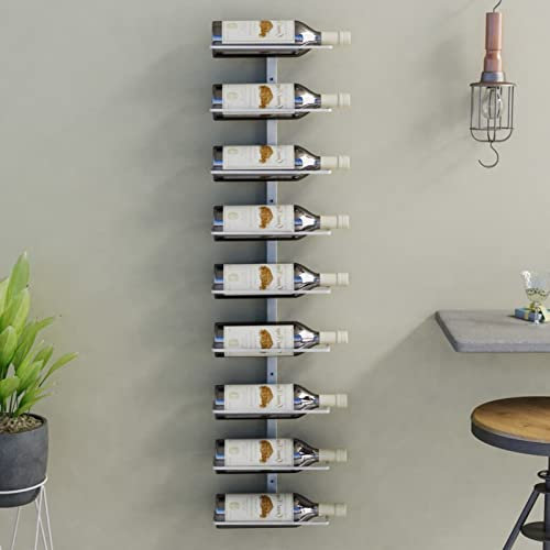Tidyard Porte-bouteilles à vin mural en métal, design original et élégant pour 9 bouteilles en fer blanc
