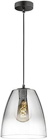 Fischer & Honsel | Pendelleuchte, Miro | sandschwarz| Glas| rauchfarben zu klar| D: 25,00 cm | Ausl. Decke: 150,00 cm| 1x E27 max. 40,0 Watt| 60843