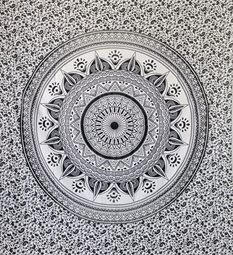 MOMOMUS Großes Strandtuch XL Sandfrei - Mit Mandala-Motiv - Ideal als Pareo, Strandtuch Groß Sandabweisend oder Strandlaken XL - Schwarz, 135x210 cm