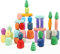 Jacootoys 42 Stücke Holz Stapel Felsen, Montessori Spielzeug für 1 2 3 Jahre alt, Pädagogische Größe Balancing Steine Bausteine Spielzeug Geburtstagsfeier Geschenk für Kinder Jungen Mädchen Alter 3-5