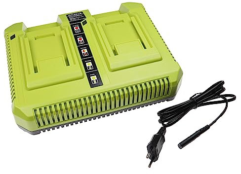 vhbw Dual-Ladegerät kompatibel mit Ryobi OP4050A, OP40601, OP40602 Werkzeug/Rasenmäher Li-Ion-Akkus