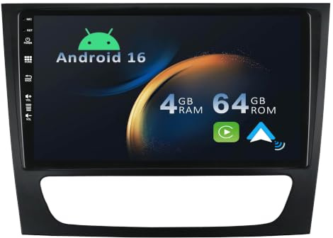 YUNTX Android 14 Autoradio con navi para Mercedes Benz E-W211 E350 CLS-W219-Incorporado CarPlay/Android Auto/GPS-IPS 9 Pantalla-Dab/Bluetooth 5.0/Control del Volante/USB/WiFi/MirrorLink/4G