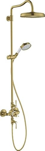 hansgrohe AXOR Montreux Showerpipe mit Thermostat, Kopfbrause 240 1jet Classic, Farbe: Brushed Brass