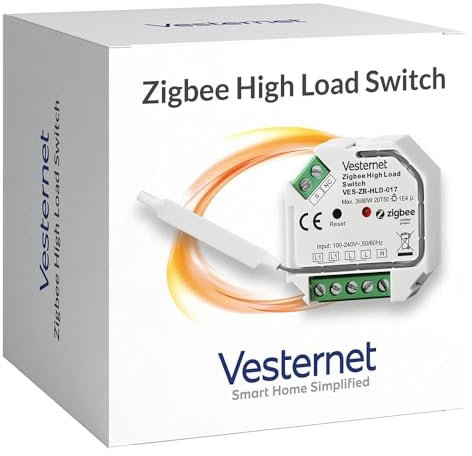Vesternet Zigbee High Load Switch Module (Neutral Required) | Smart Home Control 16A Load Capacity In-Wall Switch Module with Energy Monitoring | Compatible with Home Assistant, SmartThings & Hubitat