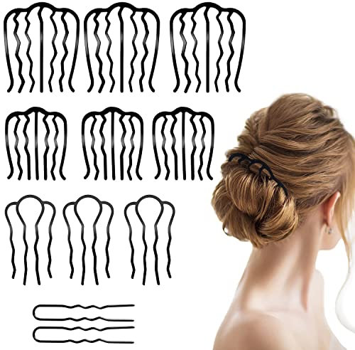 11 Pezzi 4 Denti Forcine Capelli, Pettini Laterali, Pettini Laterali Capelli, Forma U Lega Forcella Capelli, Metallo Francese Twist Spilli Dei Capelli Del Supporto Accessori Per Le Donne Ragazze