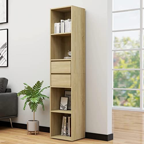 ZQQLVOO Bücherregal Sonoma-Eiche 36 x 30 x 171 cm Spanplatte, Standregal, Schlafzimmer, dekorativ Bücherregal, Freistehendes Regal, Raumteiler für Büro, Wohnzimmer, Bücherregal