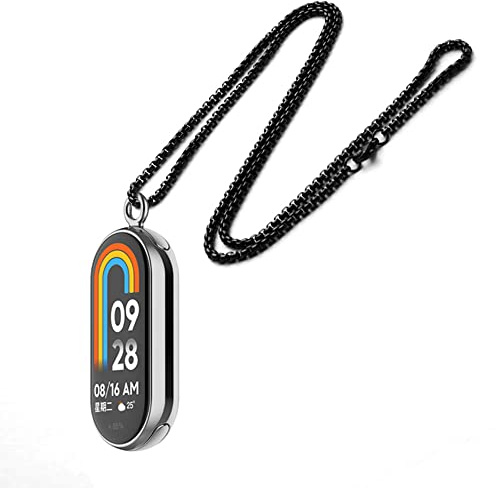 xhKJO Anhänger Lanyard für Xiaomi Mi Band 8 Armband, 2 Stück Metall Strap Adapter/Stecker, Halskette mit Anhänger aus Edelstahl, Metall-Gliederbefestigung für Xiaomi Mi Band 8 NFC-Zubehör