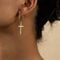 TseenYi Cross Huggie Hoop Earrings Gold Cross Hoop Earrings Boho Crucifix Dangle Huggie Earrings Punk Cross Drop Hoop Earrings Jewelry for Women and Girls Gifts