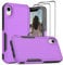 Jeylly for iPhone XR Case, iPhone Xr Case, 3 in 1 Slim Thin Full Body Rugged Hybrid Hard PC Soft Silicone Bumper Heavy Duty Shockproof Non Slip Protective Cover for Apple iPhone XR 6.1-inch, Purple