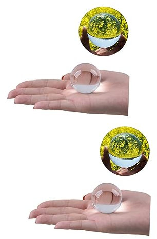 HOMSFOU 2 bolas de cristal transparente – Bola de cristal para fotografía y meditación – Blanco – Cristal – Minimalista