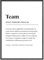 JUNOMI® Poster Team Din A2 | Büro Deko, Büro Zubehör, Poster Motivation, Spruch, Lexikon | Mit Rahmen Schwarz