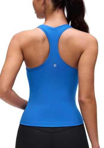 CRZ YOGA Butterluxe Racerback Gym Vest Top for Women Sleeveless Sport Tank Tops Summer Yoga Fitness Shirts Comfort Camisole Sparkle Blue 8